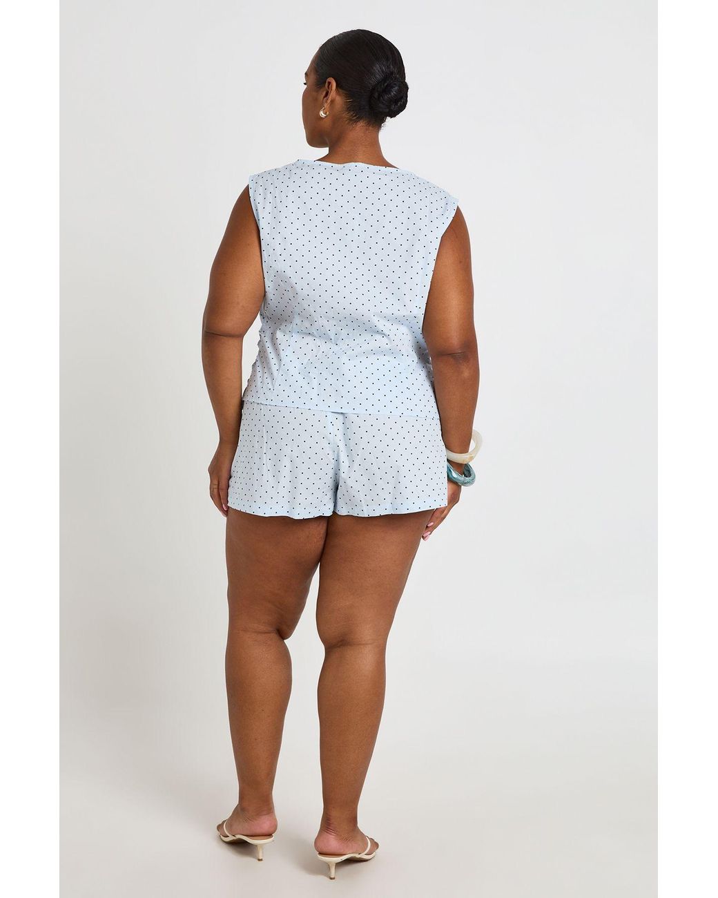 Boohoo White Plus Polka Dot Shorts