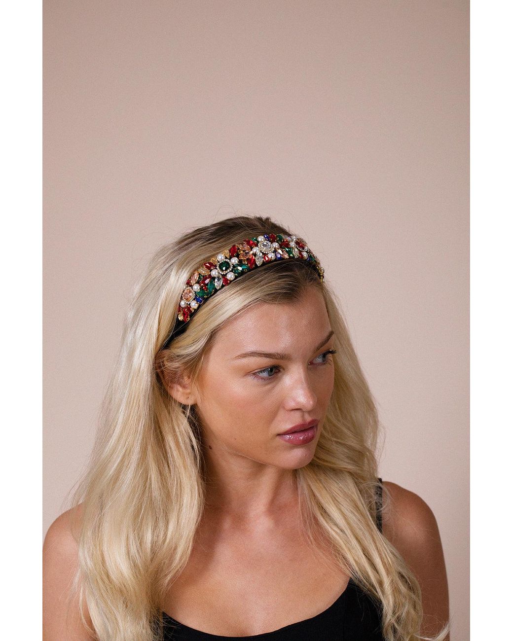 SVNX Brown Embellished Crystal Headband