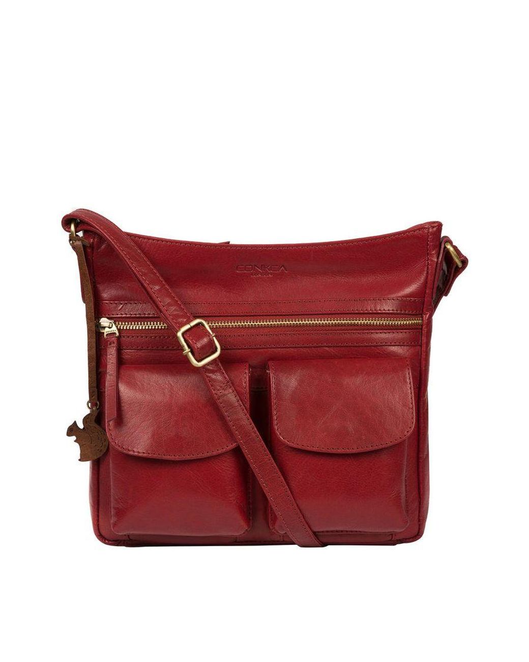 Conkca London 'bon' Chilli Pepper Leather Cross Body Bag in Red