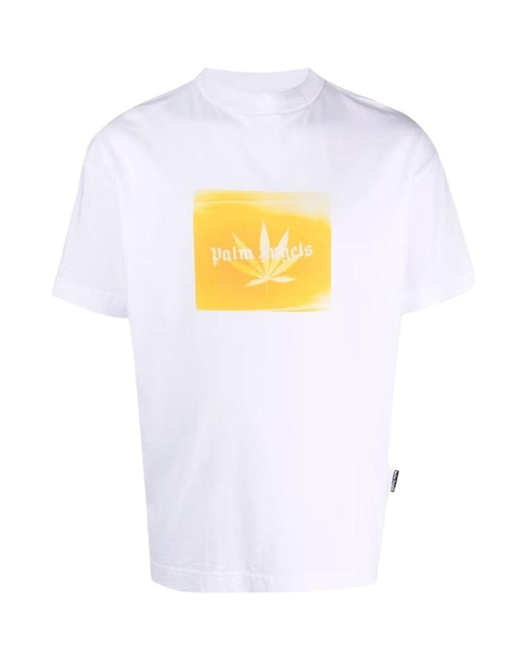 Palm Angels White Leaf Logo Classic T-Shirt Cotton for men