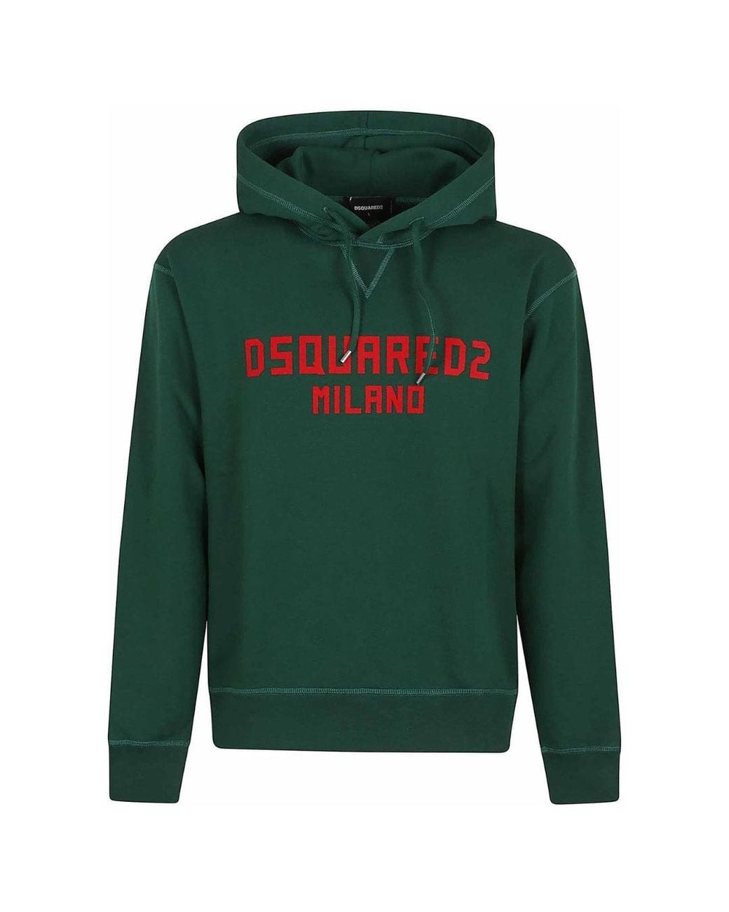DSquared² Green Milano Logo Cool Fit Hoodie Cotton for men