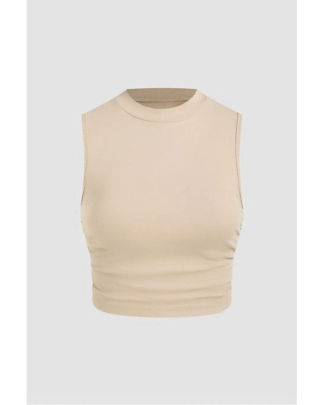 Hiccup White Solid Ruched-Detail Blouse