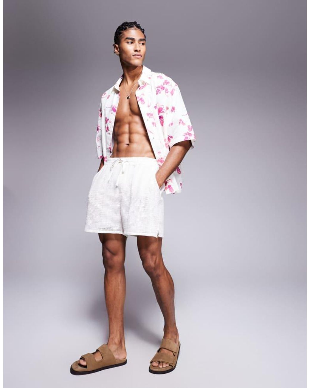 ASOS White Oversized Shirt With Floral Print for men