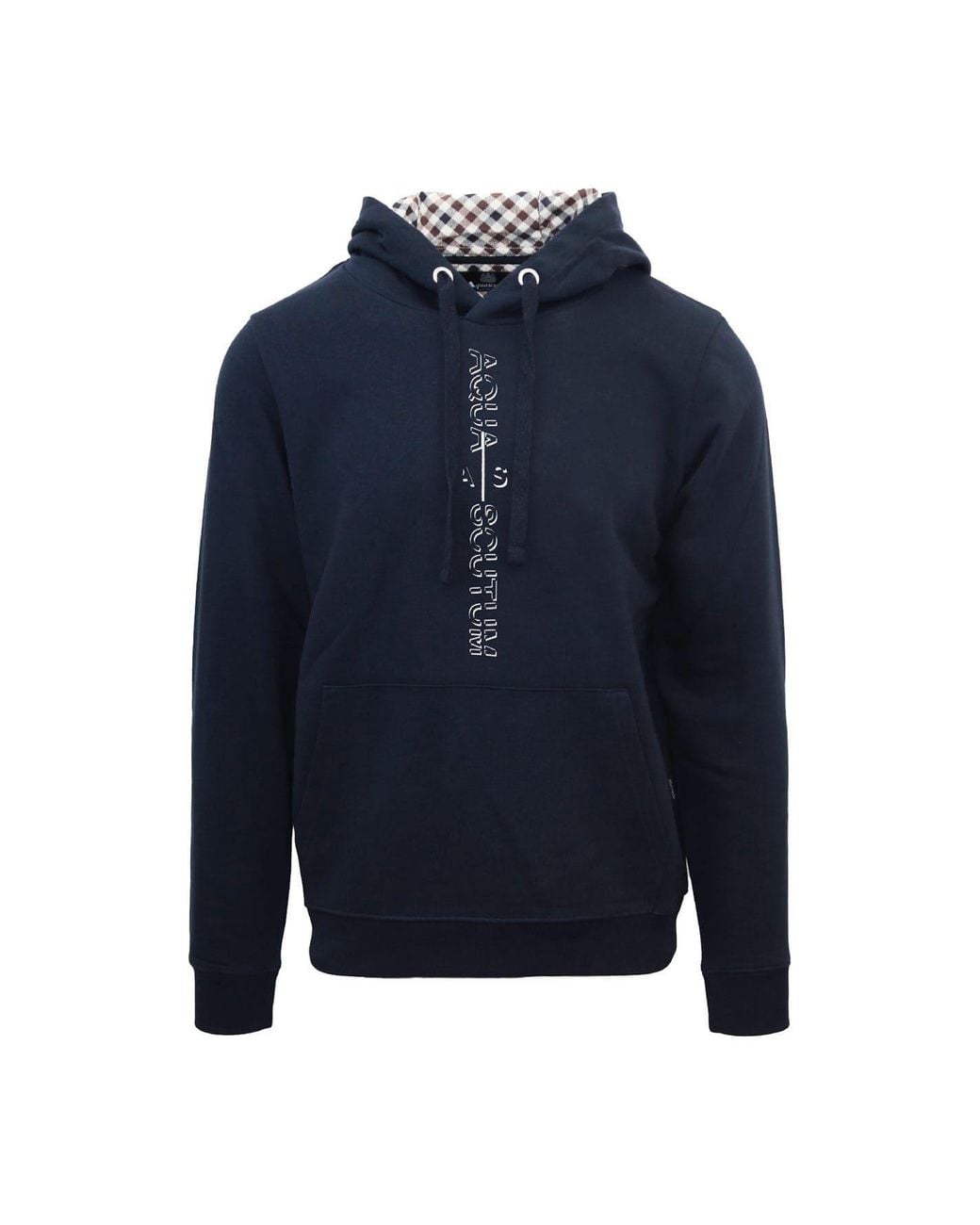 Aquascutum Blue Lacoste Lettering Hooded Neck Long Sleeve Sweatshirt for men