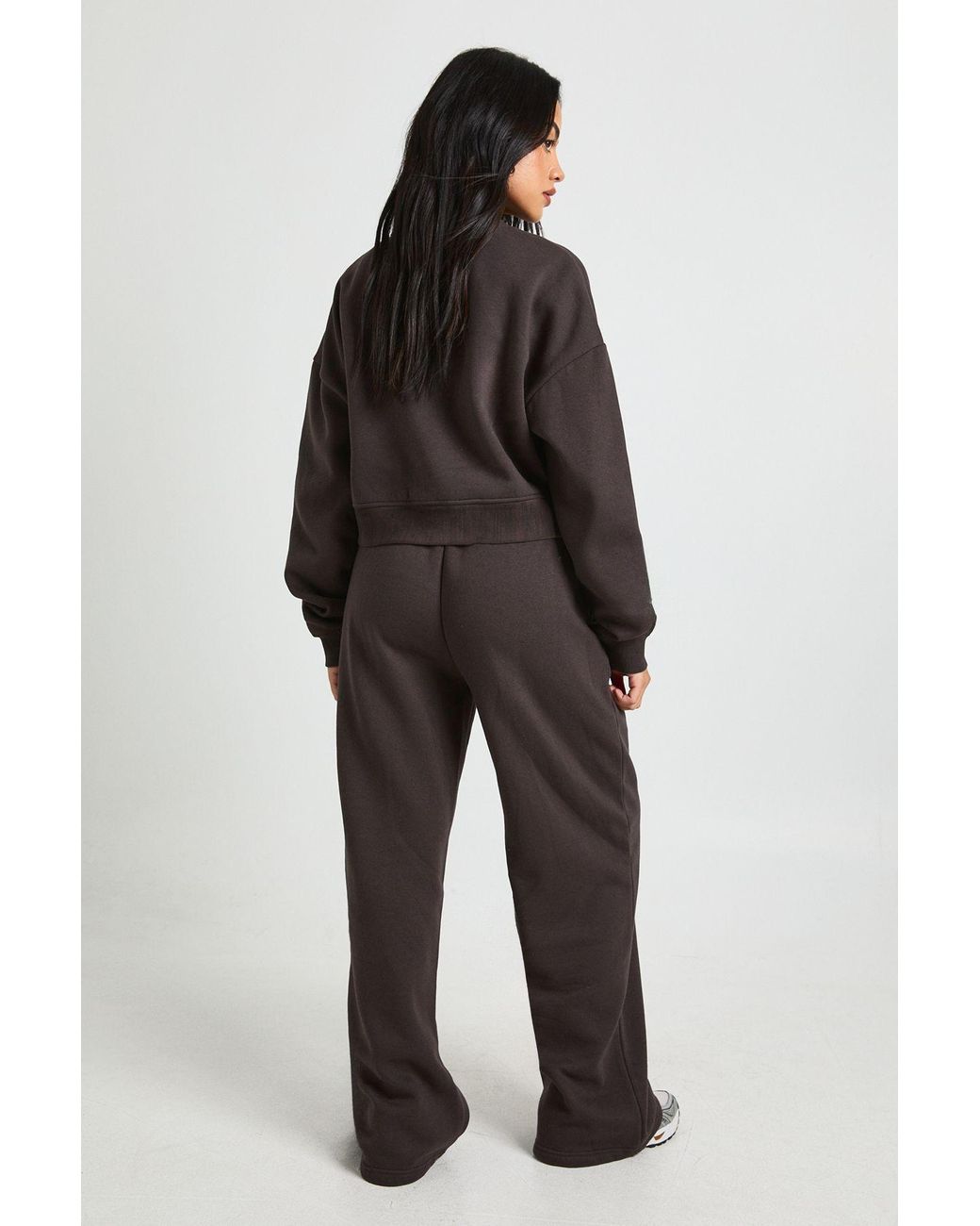 Boohoo Black Ath Collective Emroidered Funnel Neck Tracksuit