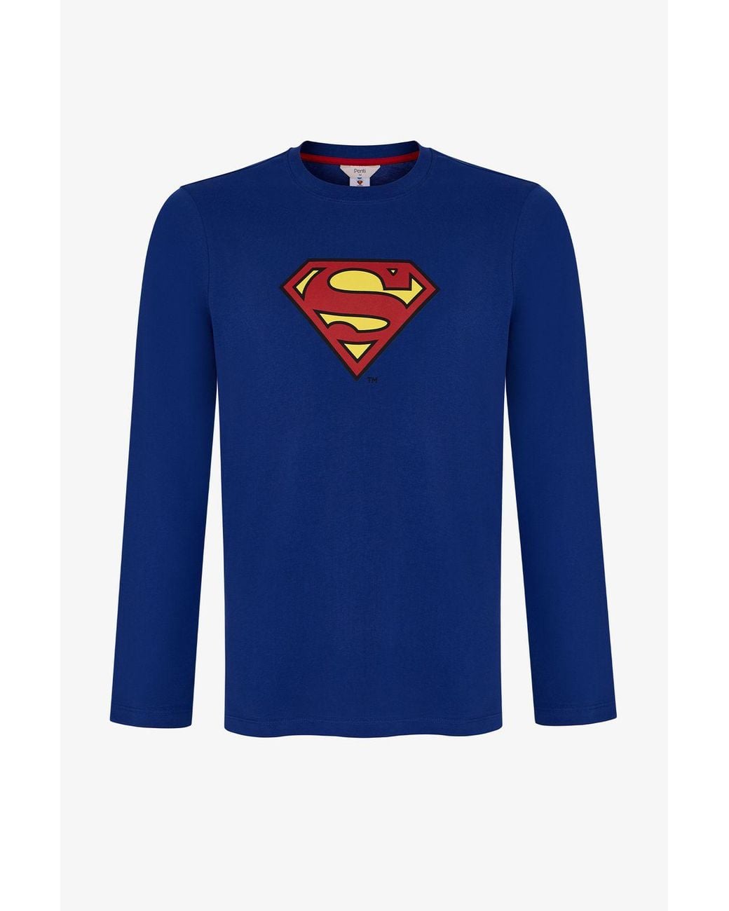 Penti Blue Superman Plaid Pajama Set With Long Sleeves for men