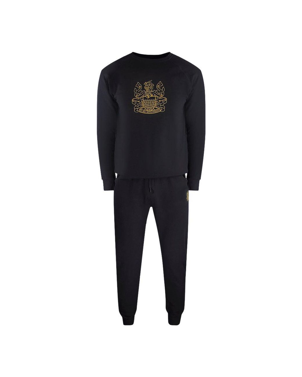 Aquascutum Black Iconic Crest Crewneck Track Set Cotton for men
