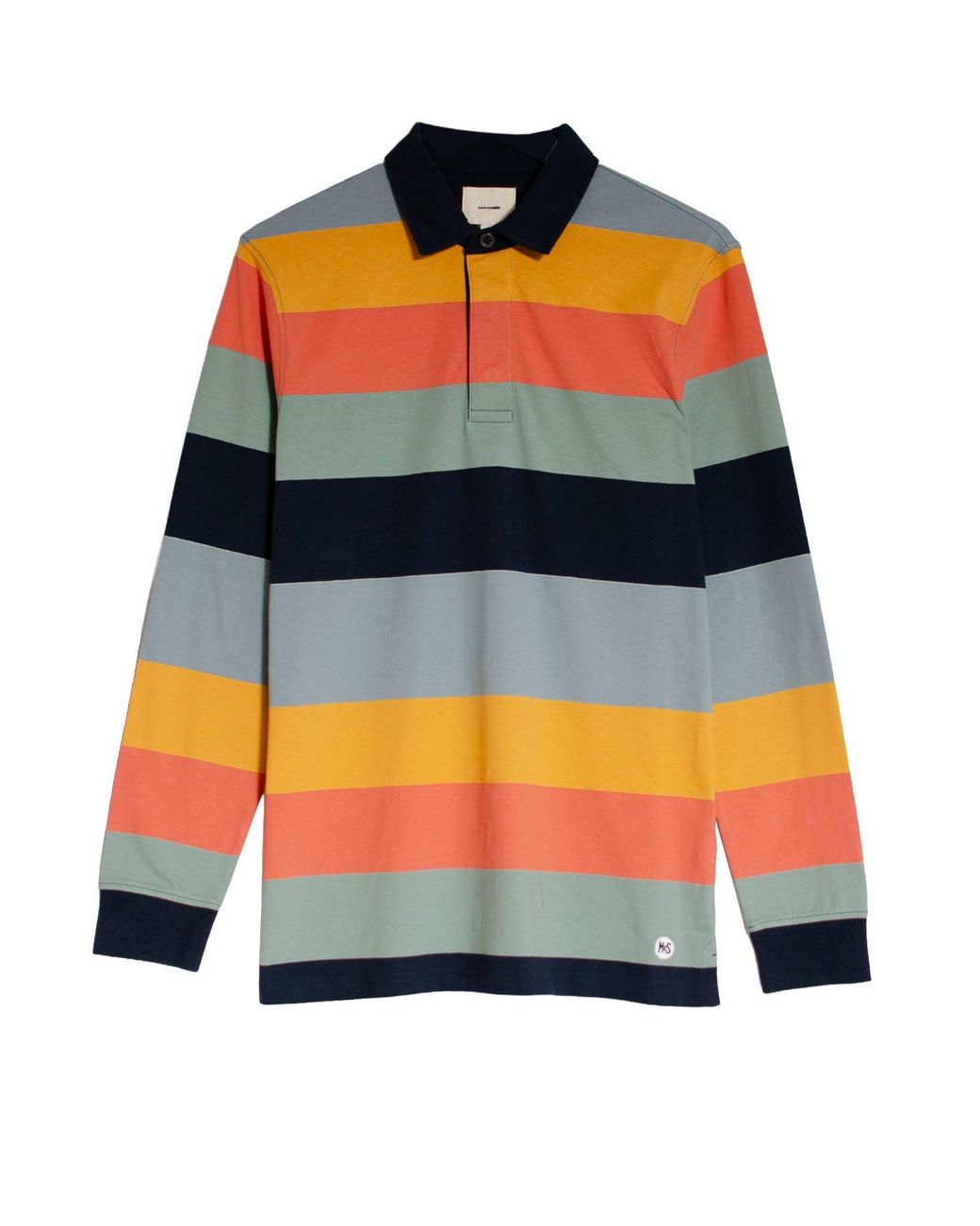 Secret Label Orange Striped Long Sleeve Rugby Shirt for men