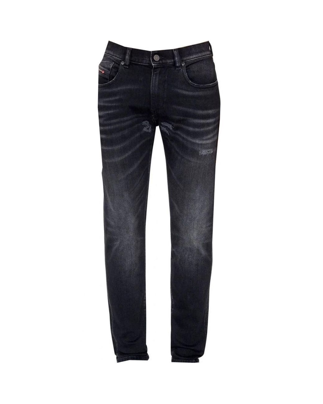 DIESEL Blue D-Strukt Destroyed Reinforced Denim Jeans for men