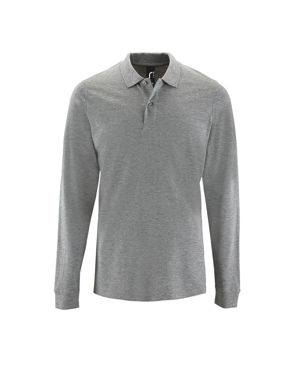 Sol's Gray Perfect Long Sleeve Pique Polo Shirt Marl) Cotton for men
