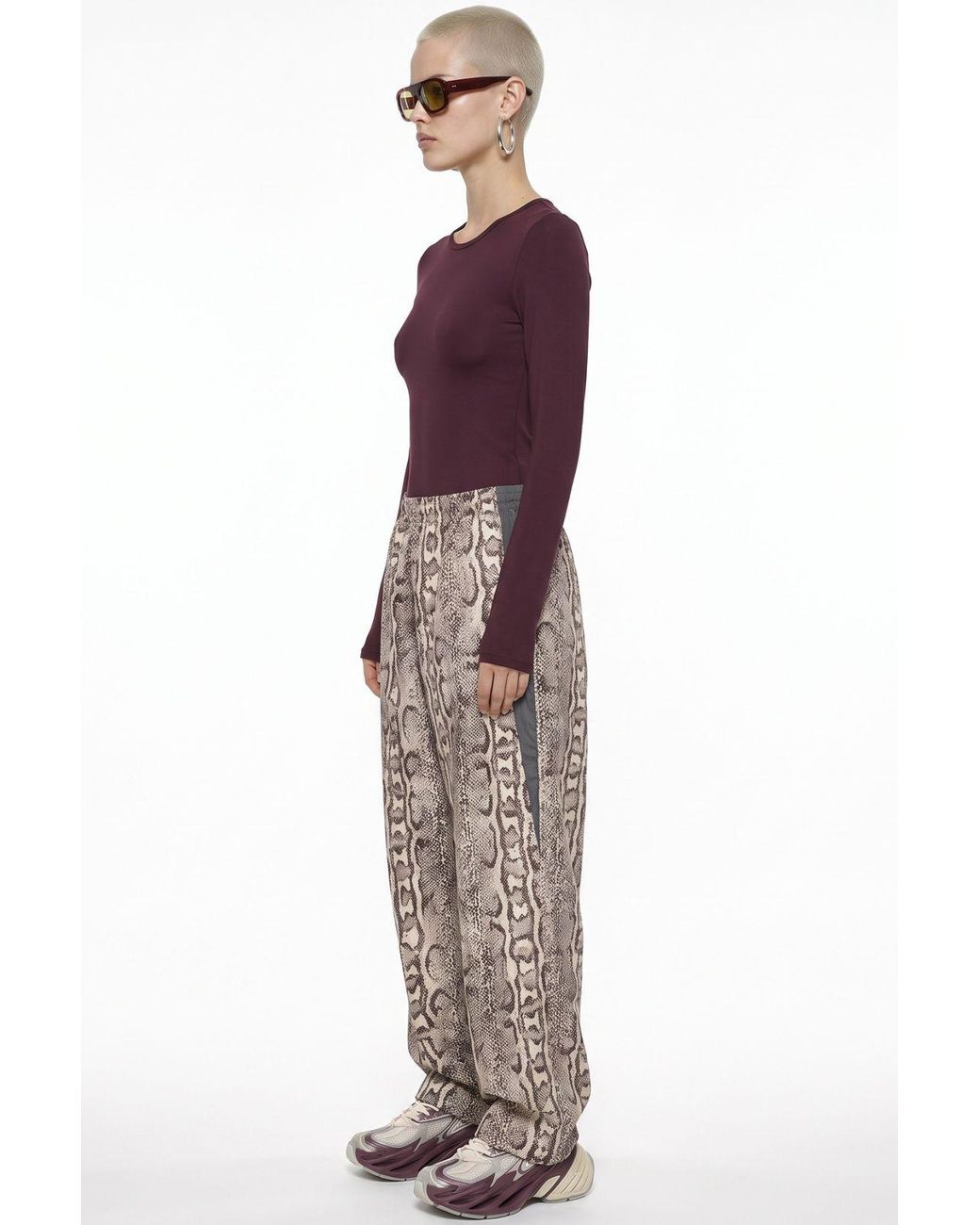 Busem Purple Slim Fit Crew Neck Long Sleeve Blouse