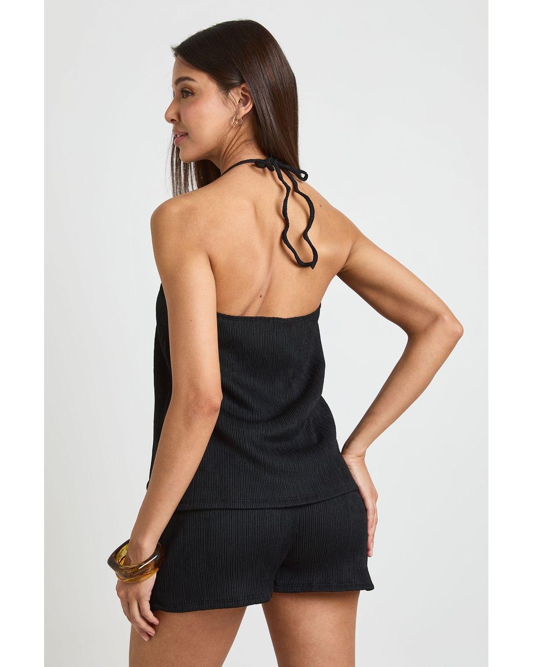 Boohoo Black Plisse Flippy Shorts