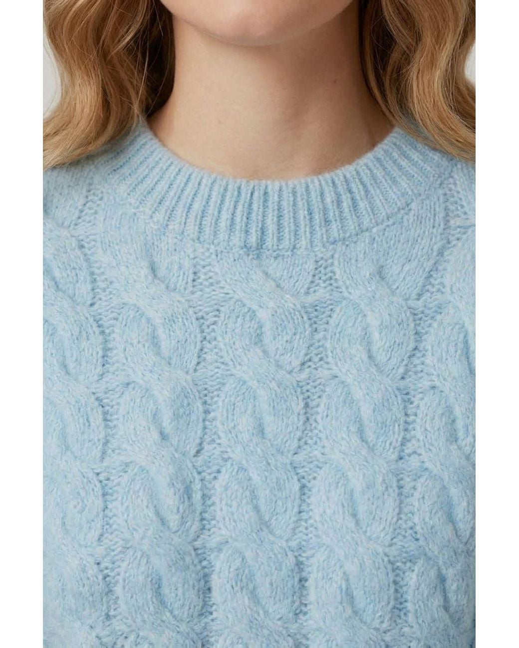 Izabel London Blue Cable Knit Drop Shoulder Relaxed Jumper