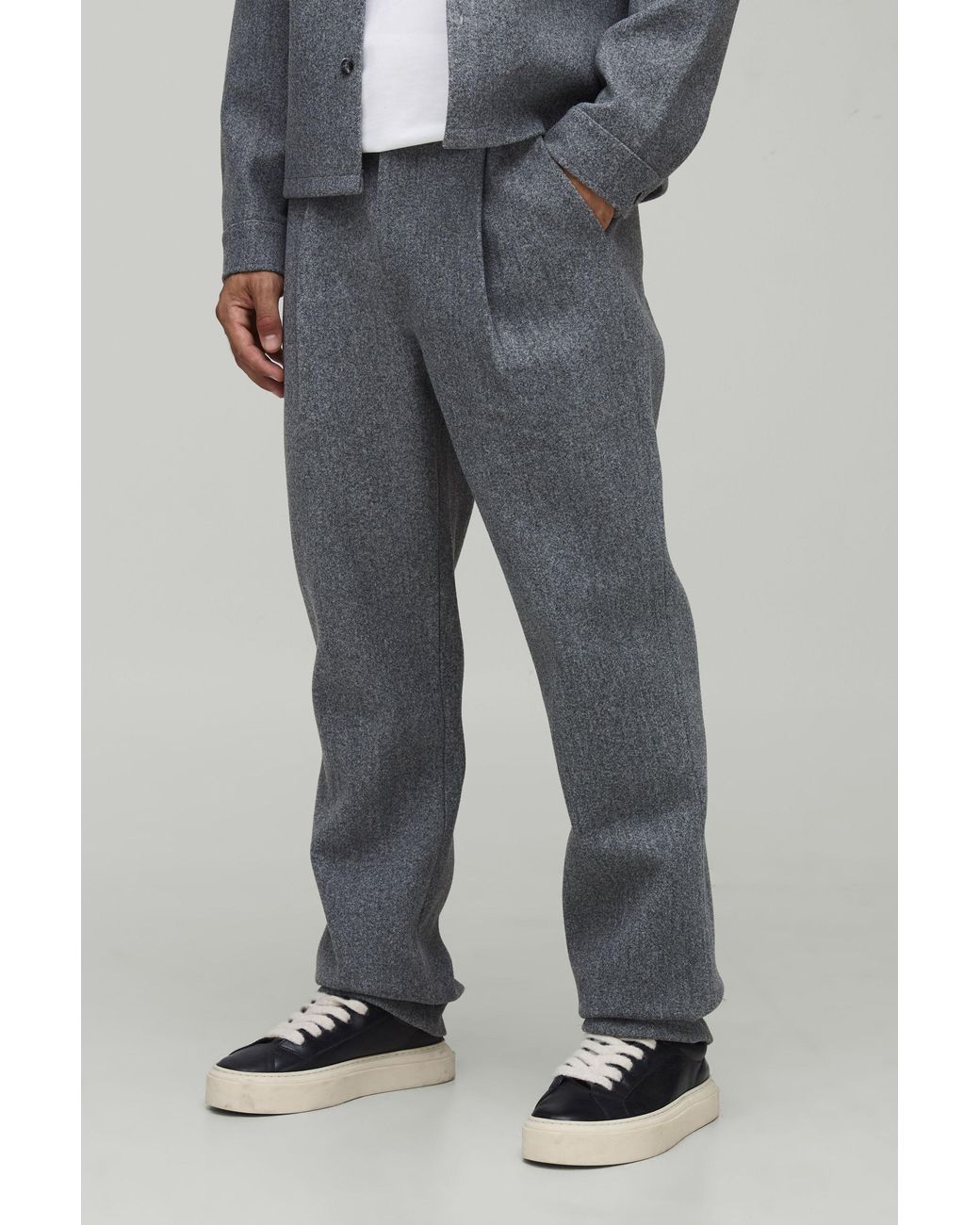 BoohooMAN Gray Straight Fit Brushed Pants for men
