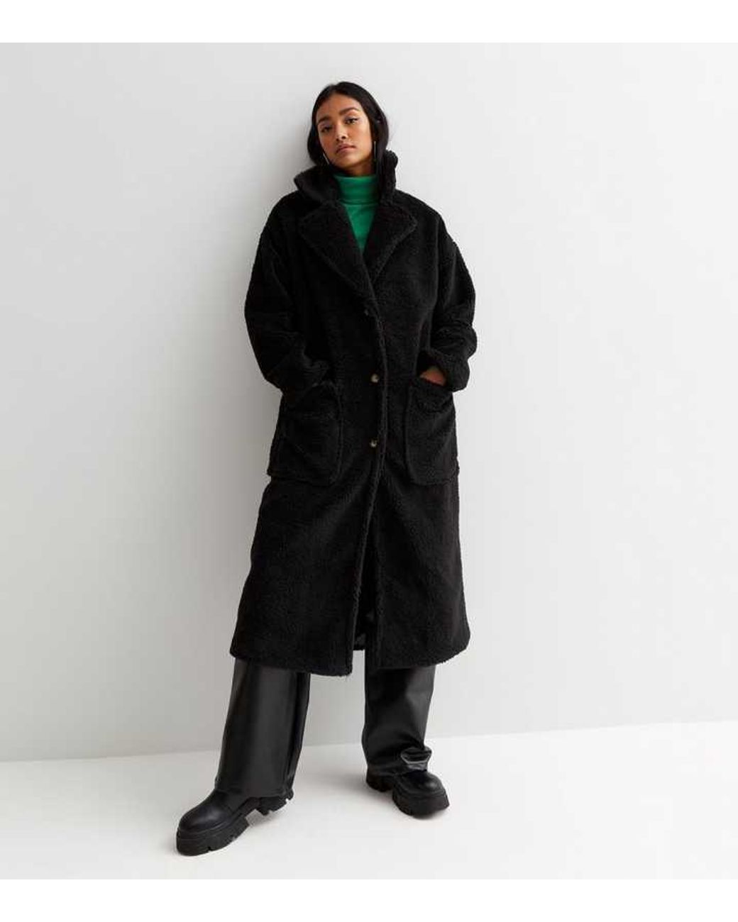 Gini London White Longline Teddy Coat