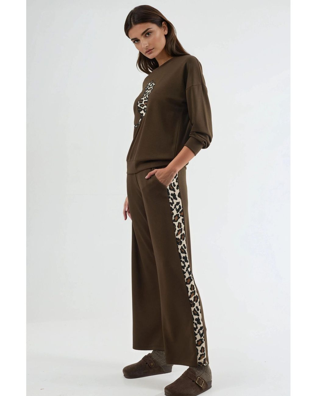 Hiccup Multicolor Modal Touch Leopard Pattern Two-Piece Set