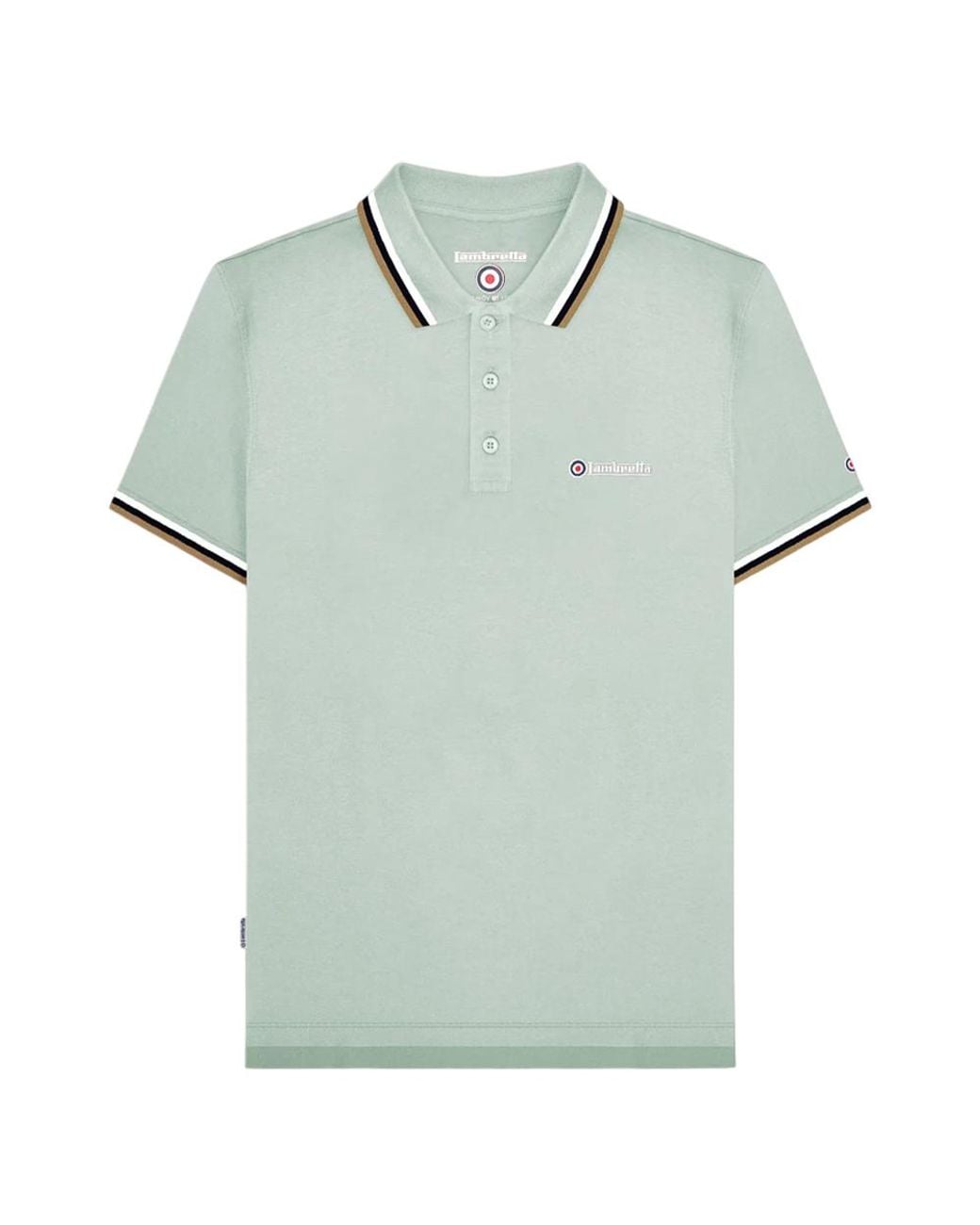 Lambretta Gray Triple Tipped Polo Shirt (Pale Aqua//Sapphire/Cashew) for men