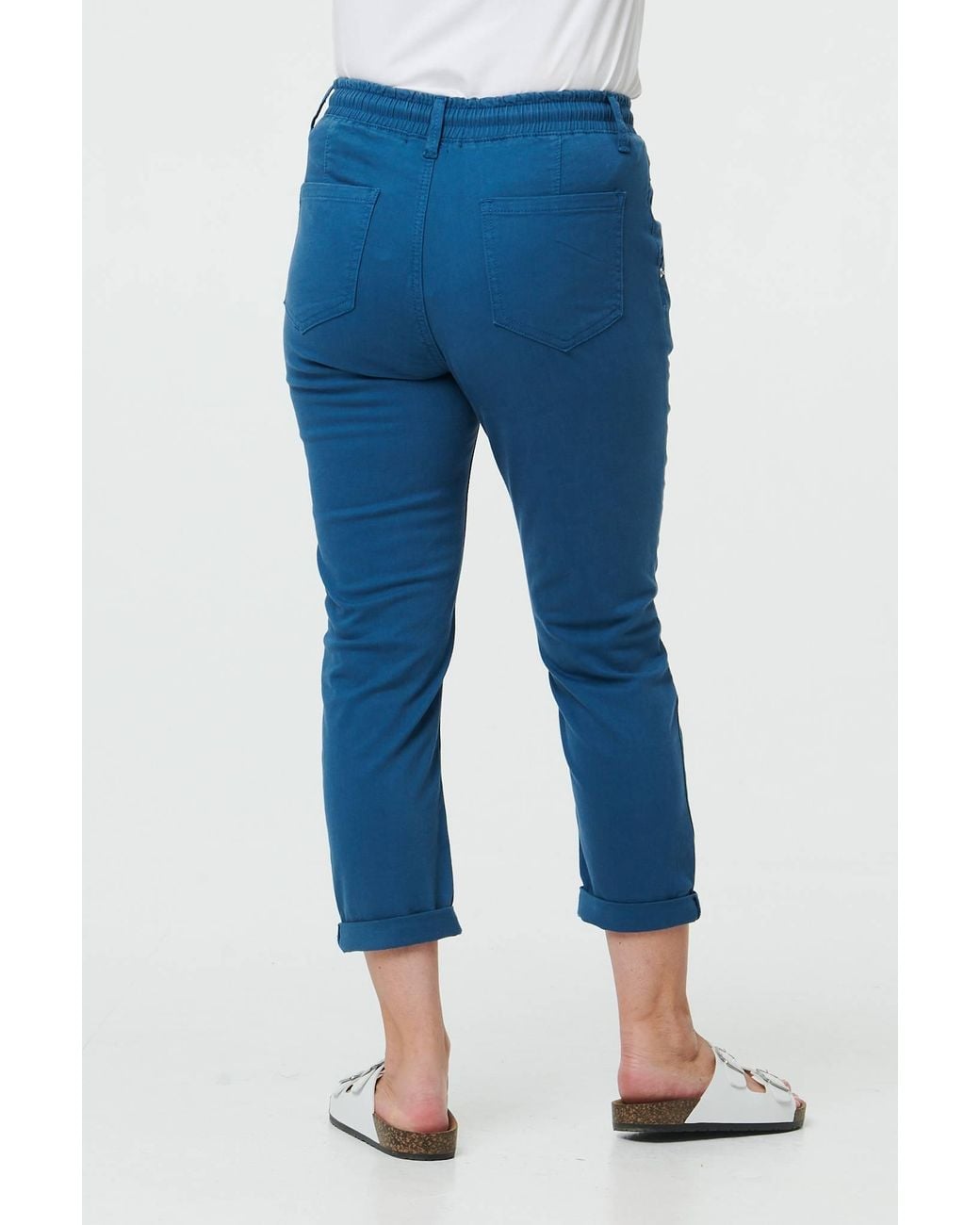 Izabel London Blue High Waist Skinny Cropped Trousers