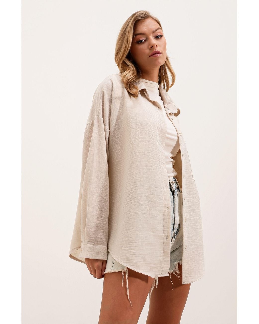 Bigdart Natural Linen Blended Shirt With Button Closure