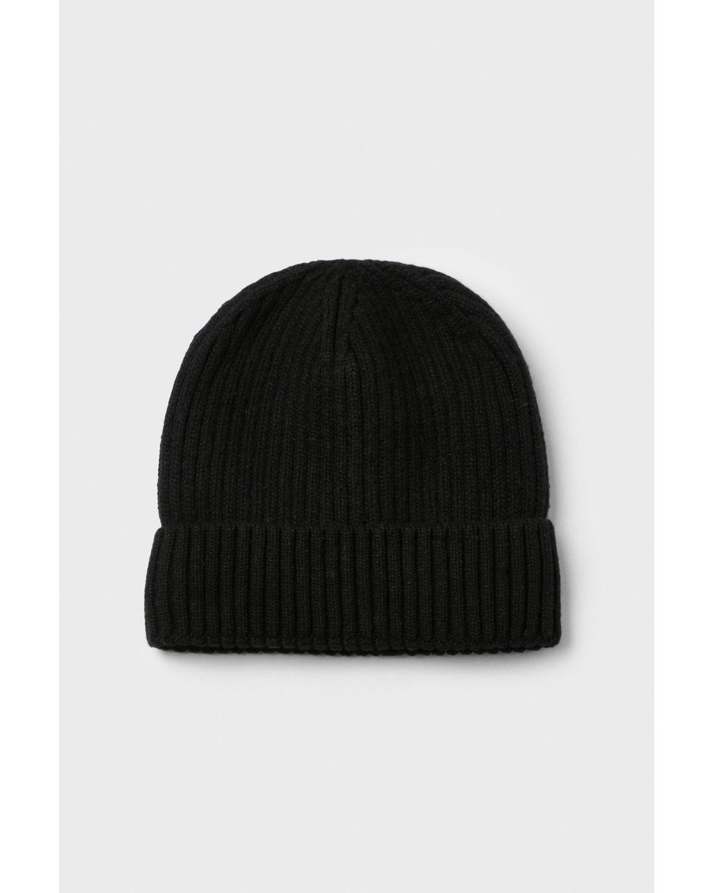 MAINE Black Fleece Lined Beanie Hat for men