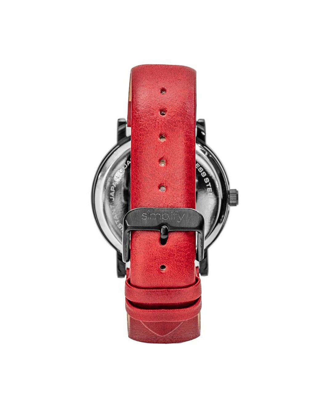 Simplify Gray The 7000 Leather-Band Watch