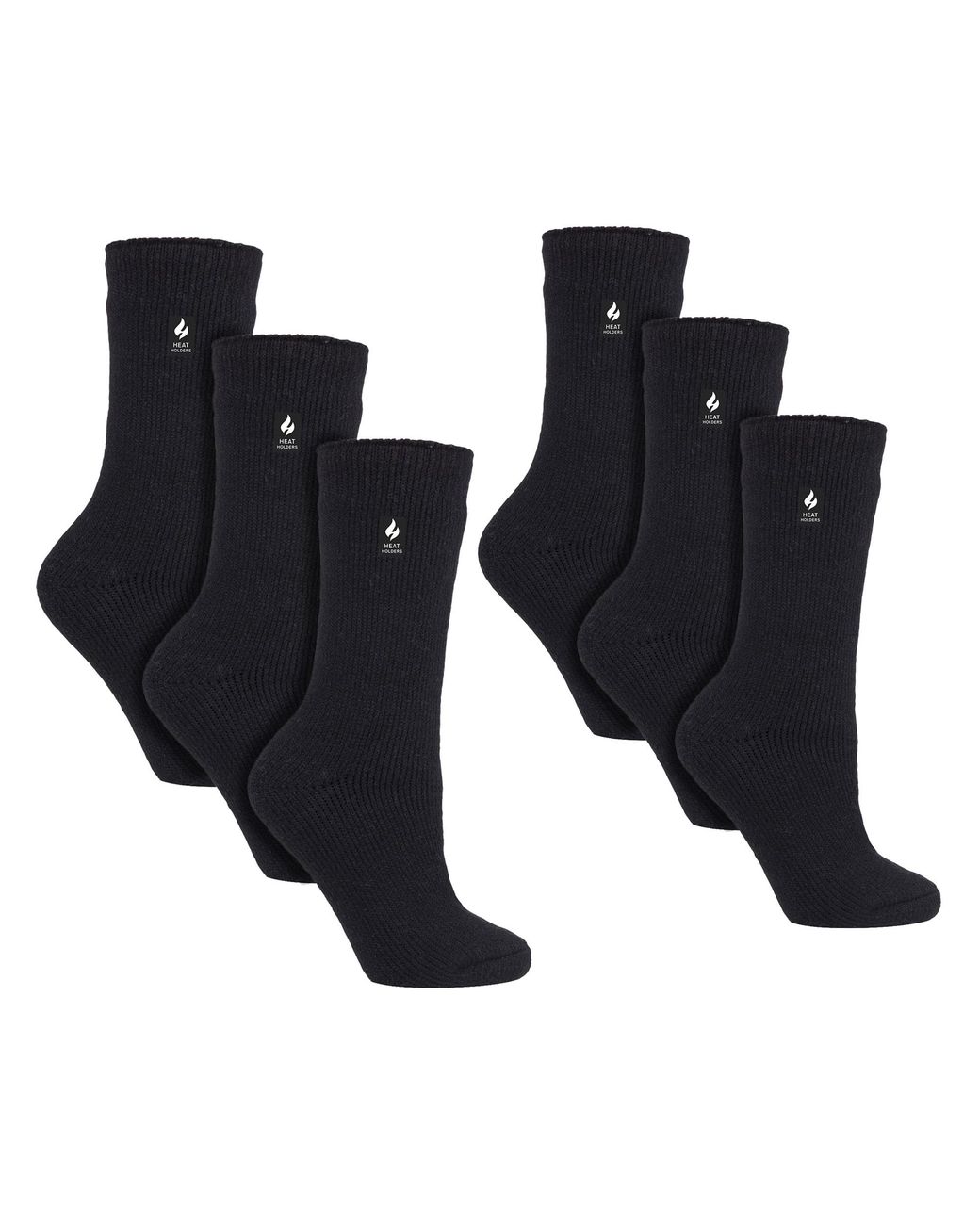 Heat Holders Black 6 Pairs Ladies Original Thick Winter Thermal Socks