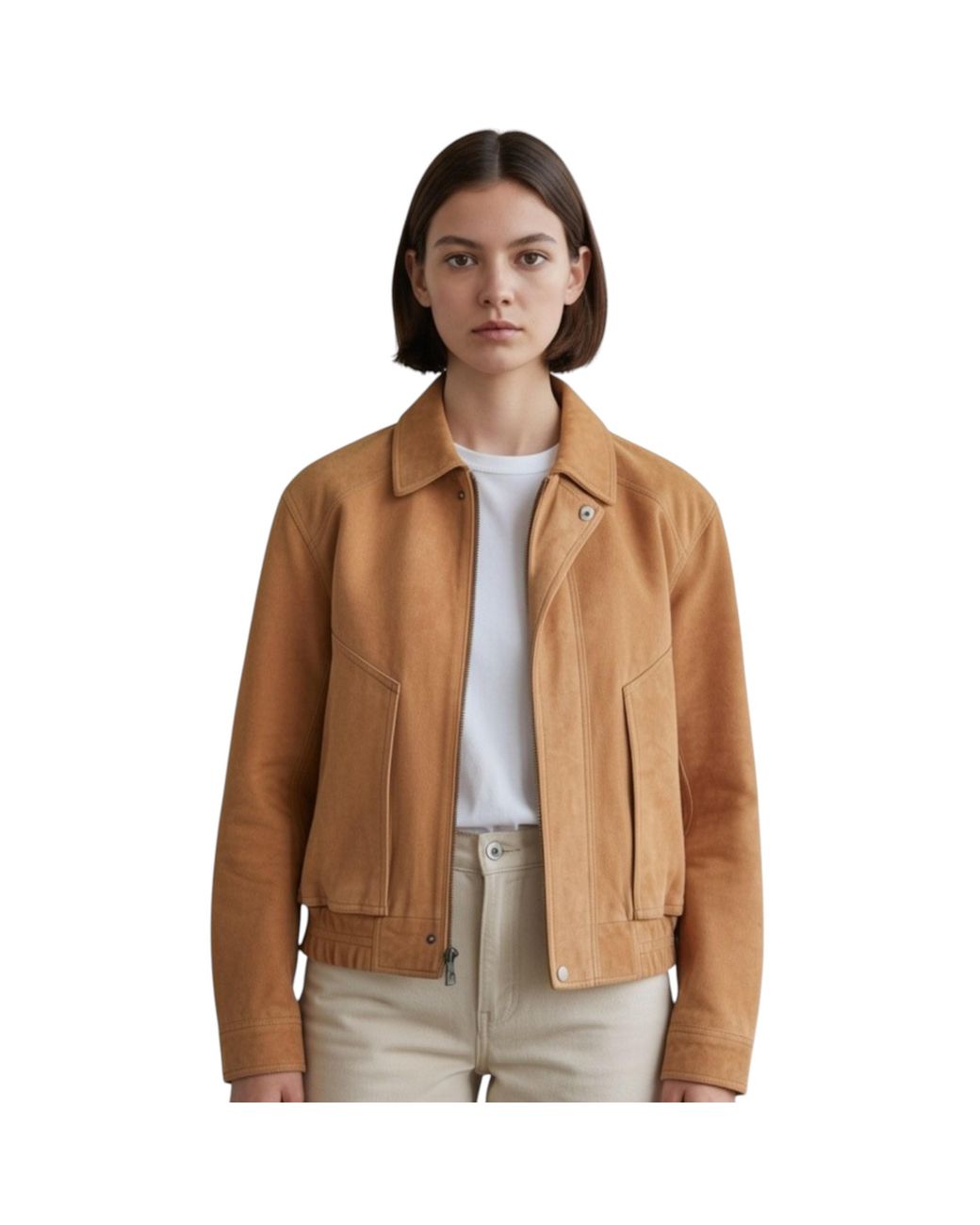 Infinity Leather Brown Biker Blouson Bomber Oversized Jacket