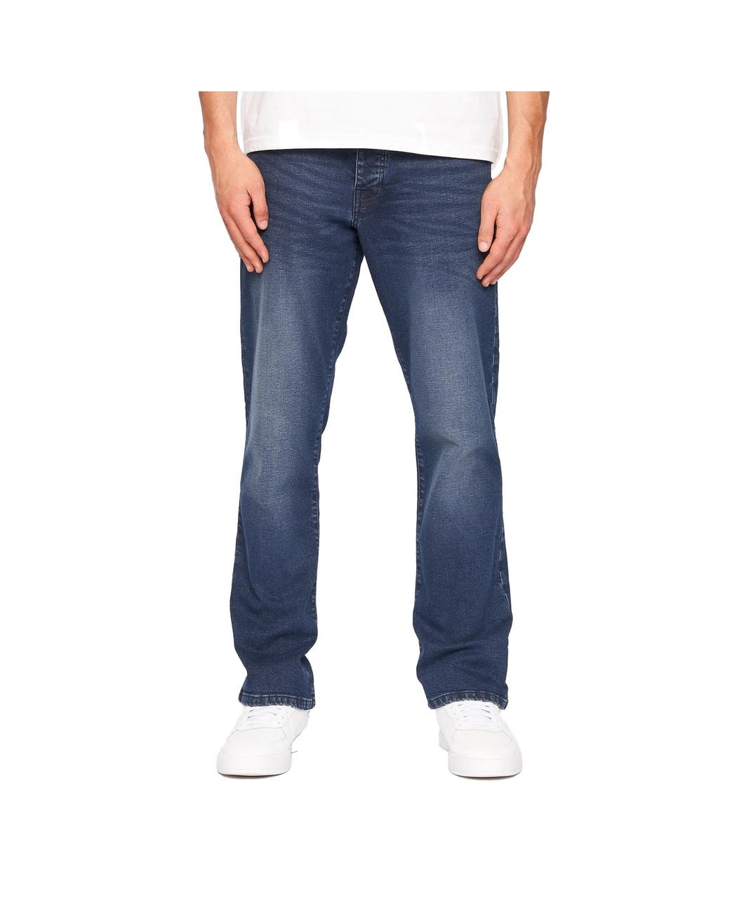 Crosshatch Blue Princed Denim Jeans (Dark Wash) for men