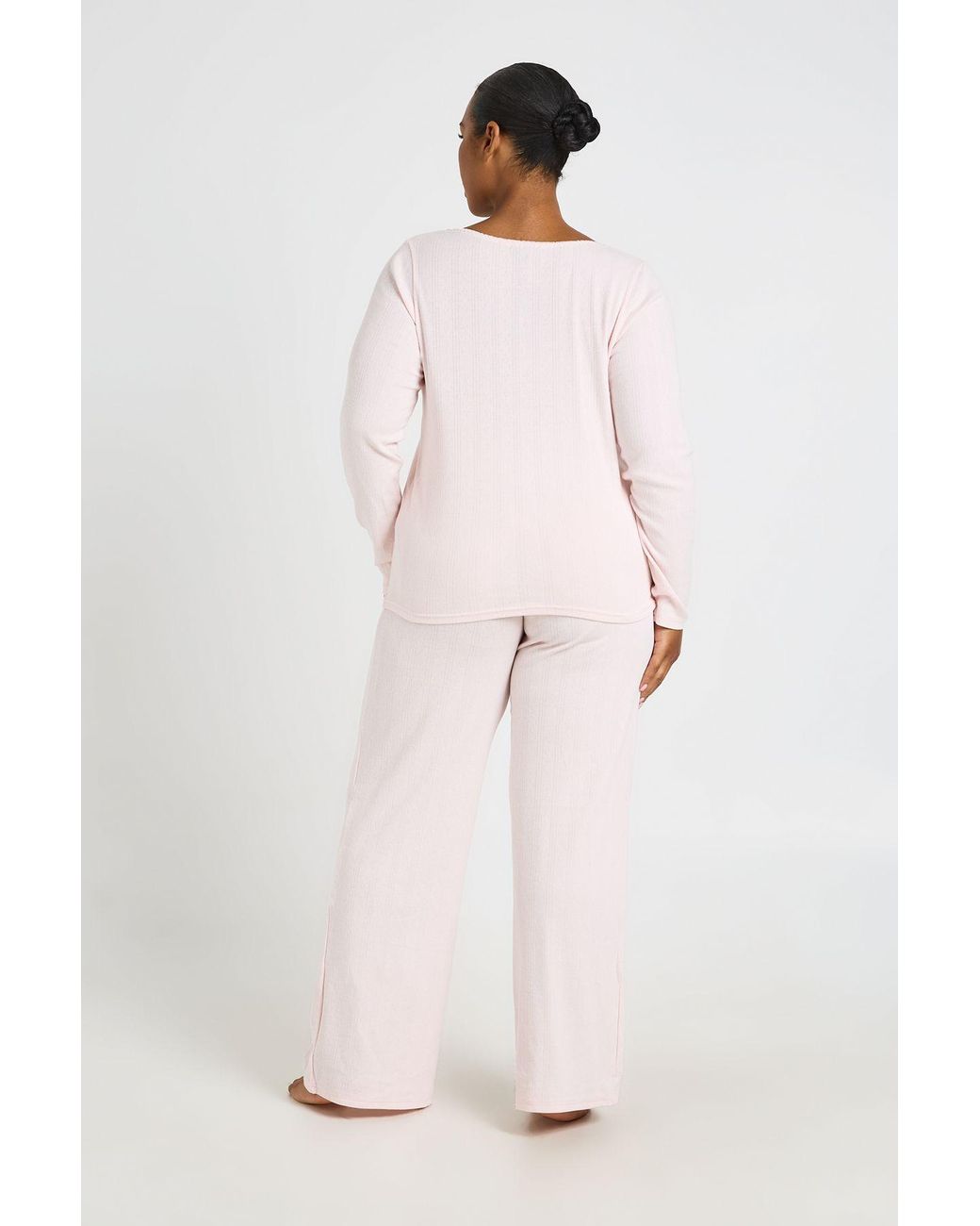 Boohoo Pink Maternity Pointelle Long Sleeve And Trouser Pyjama Set