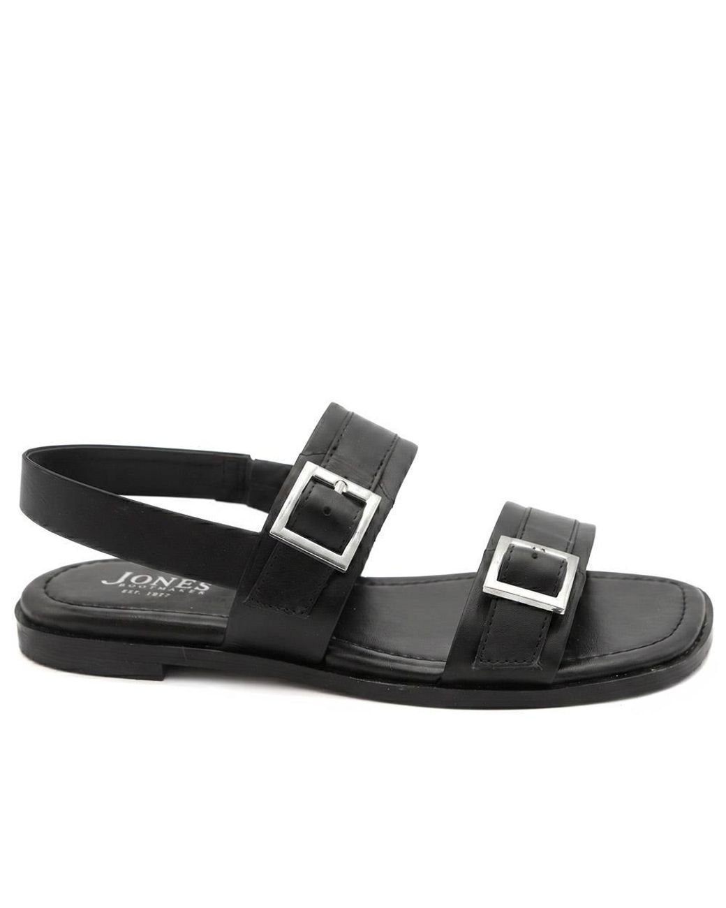 Jones Bootmaker Black Haniya Leather Dual Buckle Fasten Sandals