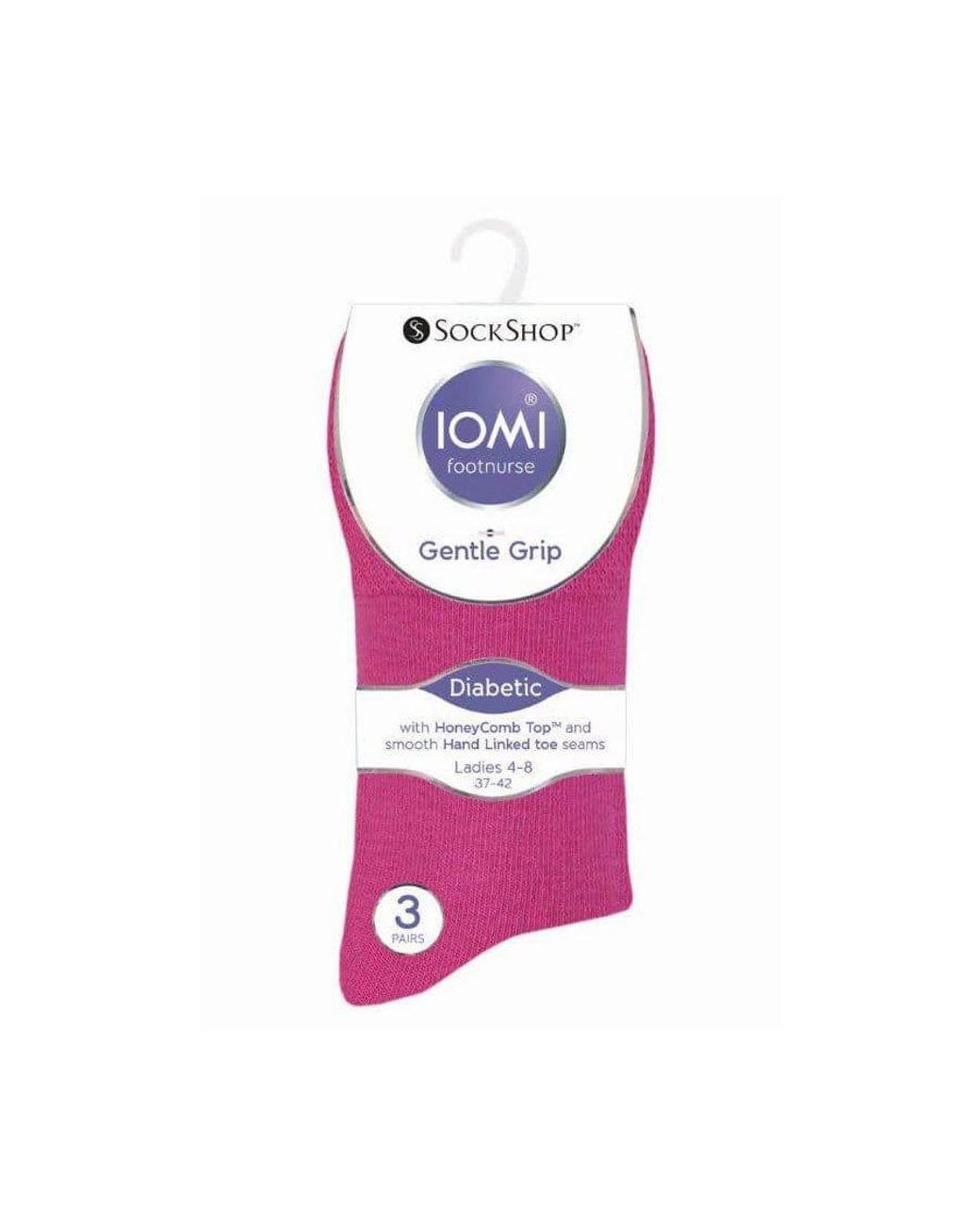 IOMI Pink Ladies 6 Pack Non Elastic Diabetic Socks With Hand Linked Toe Seams