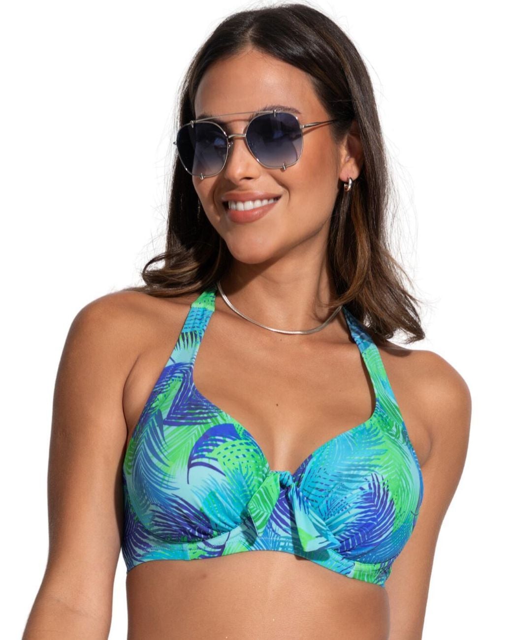 Pour Moi Blue Aruba Halter Bikini Top
