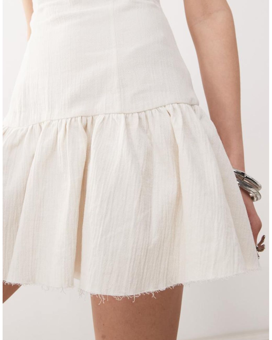 Weekday Natural Mini Dress With Open Back And Bubble Hem