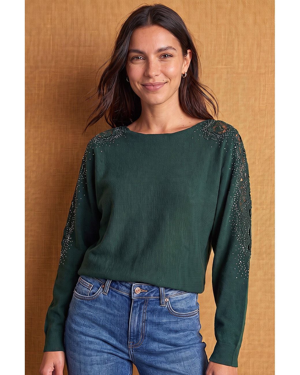 Roman Blue Sparkly Sleeve Knit Jumper