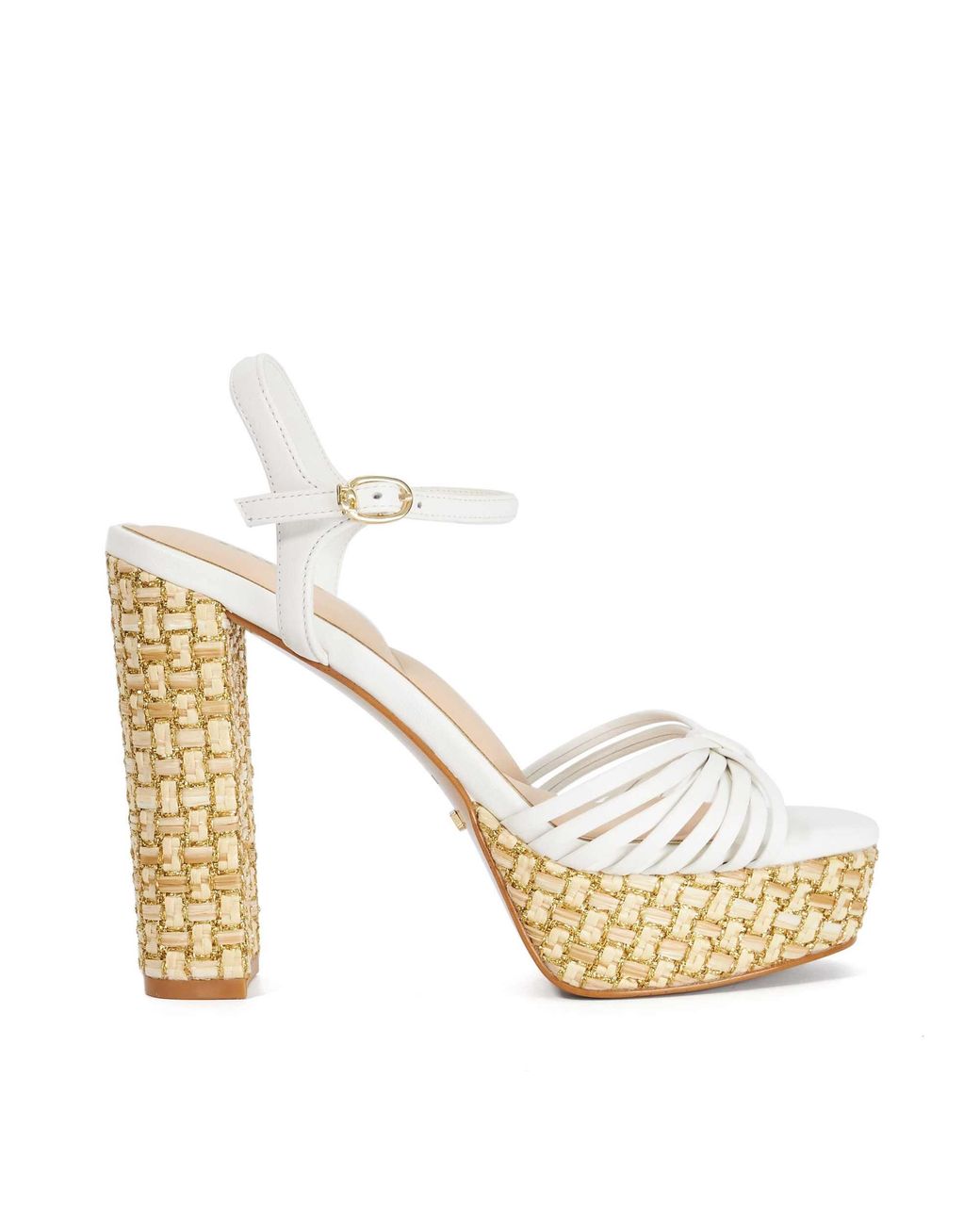 Dune Metallic Minogue Raffia Platform Heels