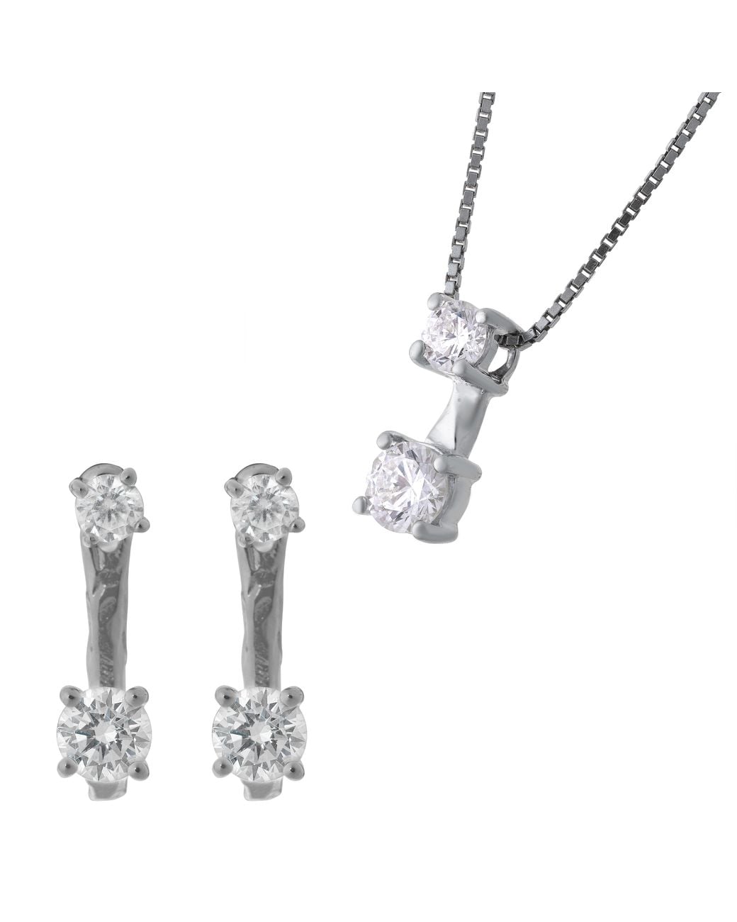 Orphelia White 'Lykke' 925 Sterling Set: Chain-Pendant + Earrings
