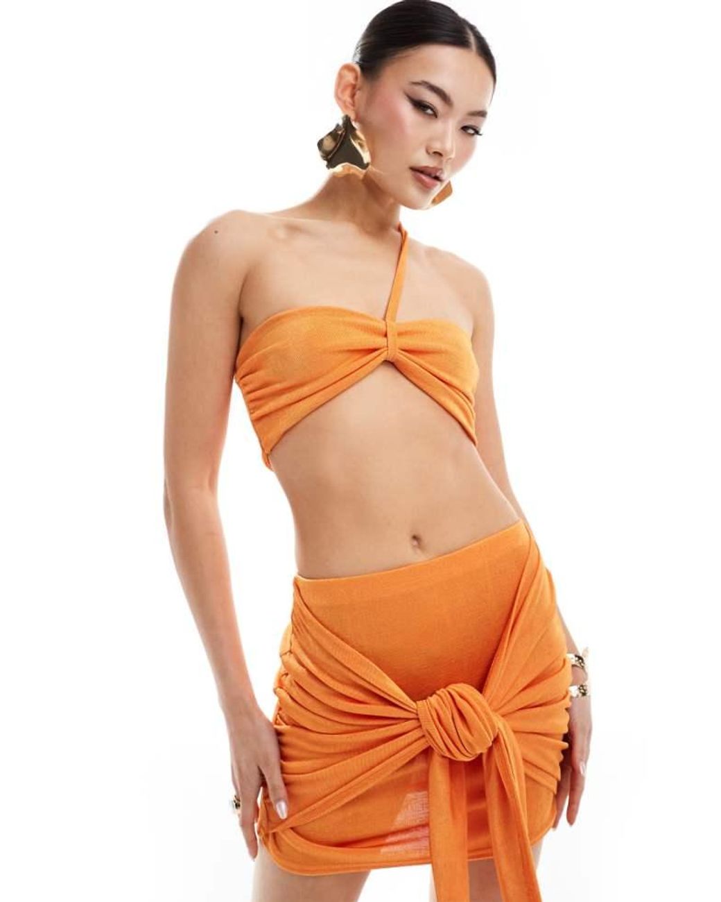 Missy Empire Orange Exclusive One Shoulder Bandeau Top Co-Ord