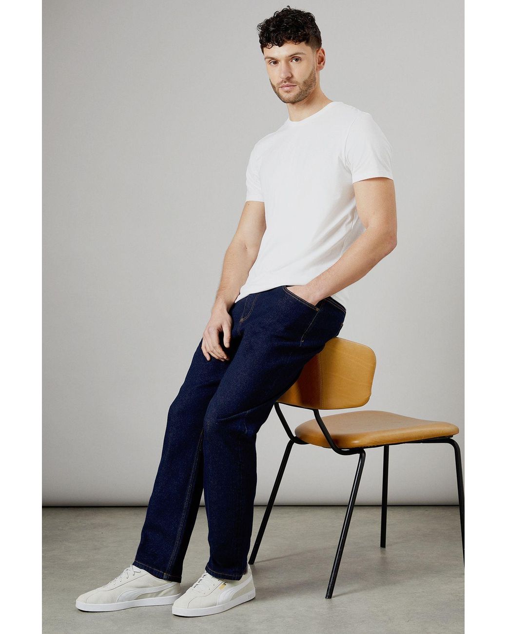 MAINE Blue Rinse Wash Premium Stretch Straight Fit Jeans for men