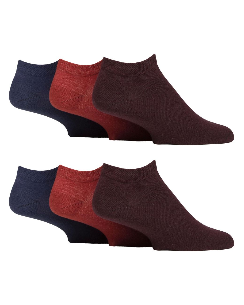 Gentle Grip Red 6 Pack Diabetic Trainer Socks for men