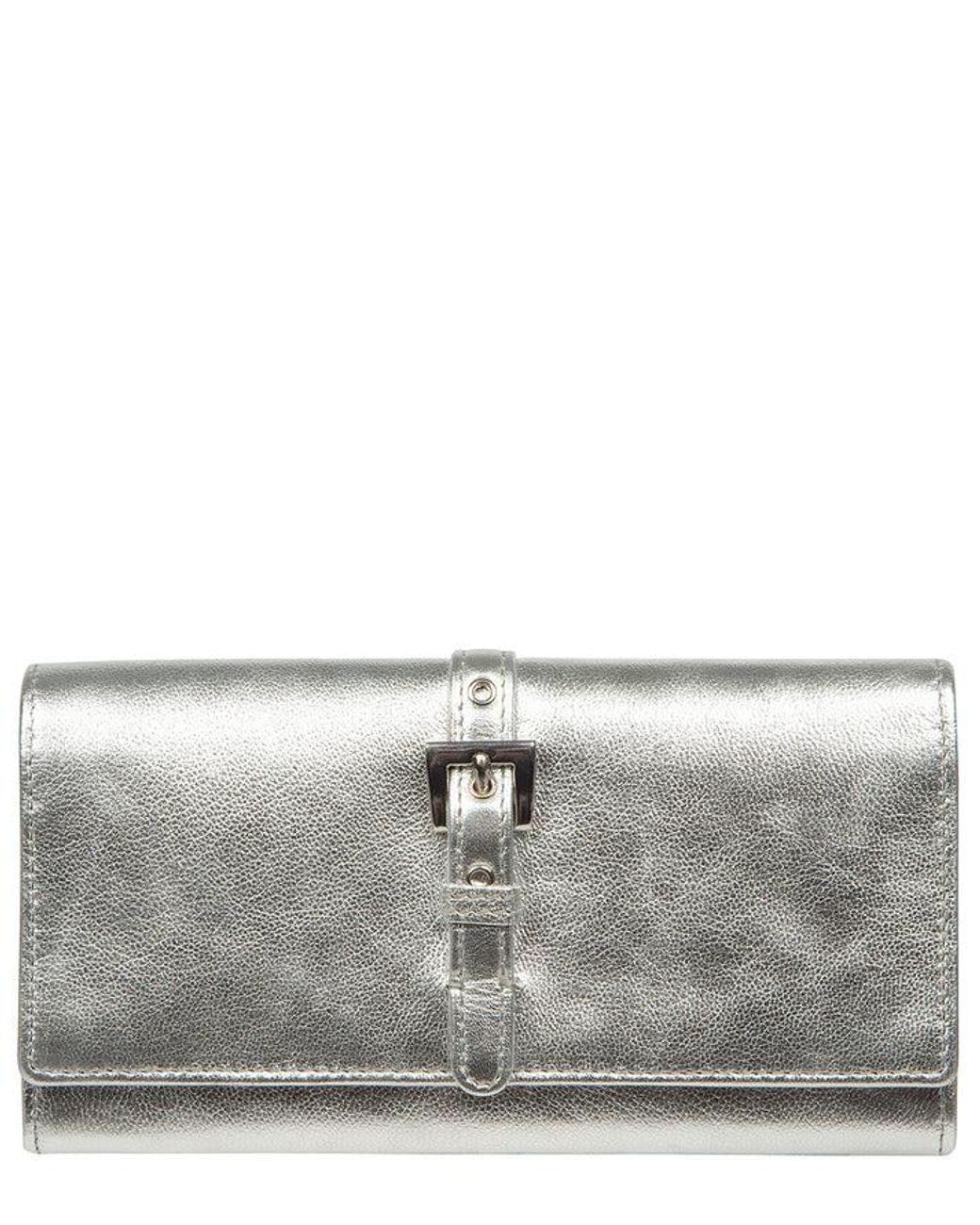 NiNa Amora Gray 'Flavia' Metallic Leather Purse