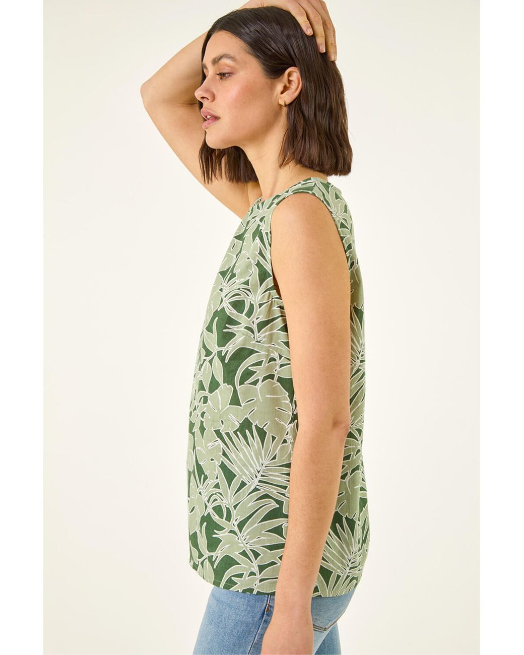 Roman Green Floral Print Vest Top