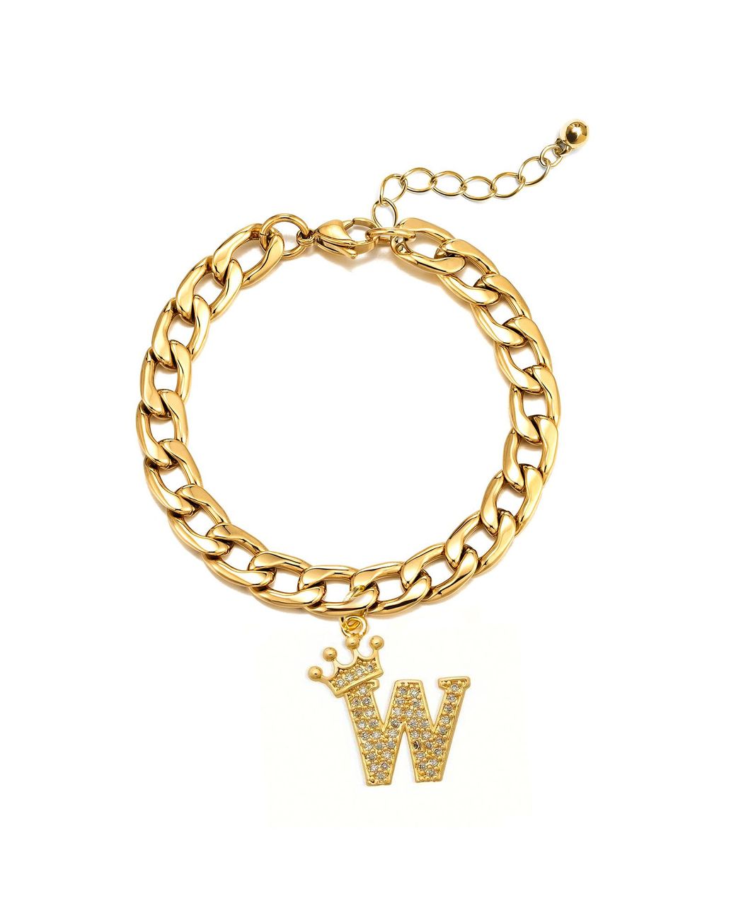 The Jewellery Stockroom Metallic Plated Crystal Letter Charm Curb Bracelet