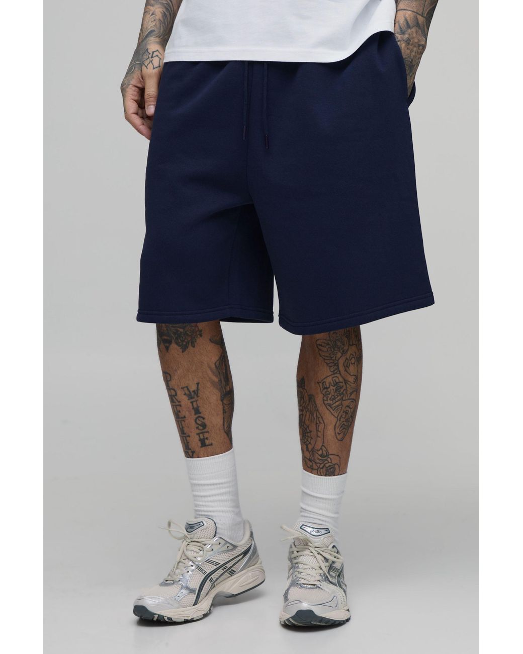 BoohooMAN Blue Tall Baggy Drop Crotch Mid Length Short for men