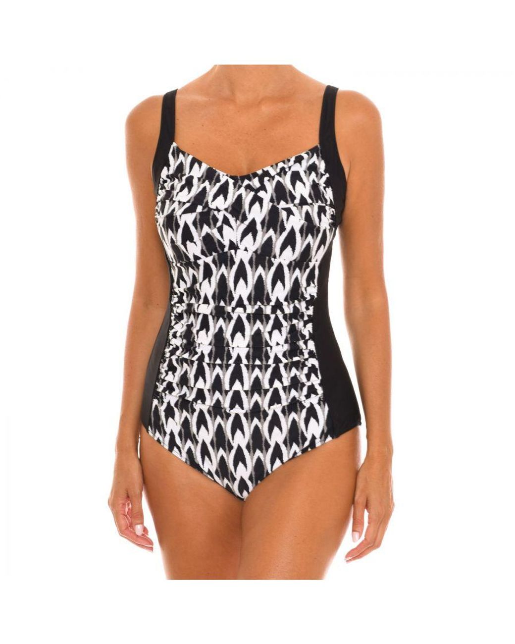 Teleno Black Round Neckline Swimsuit Eb1033C