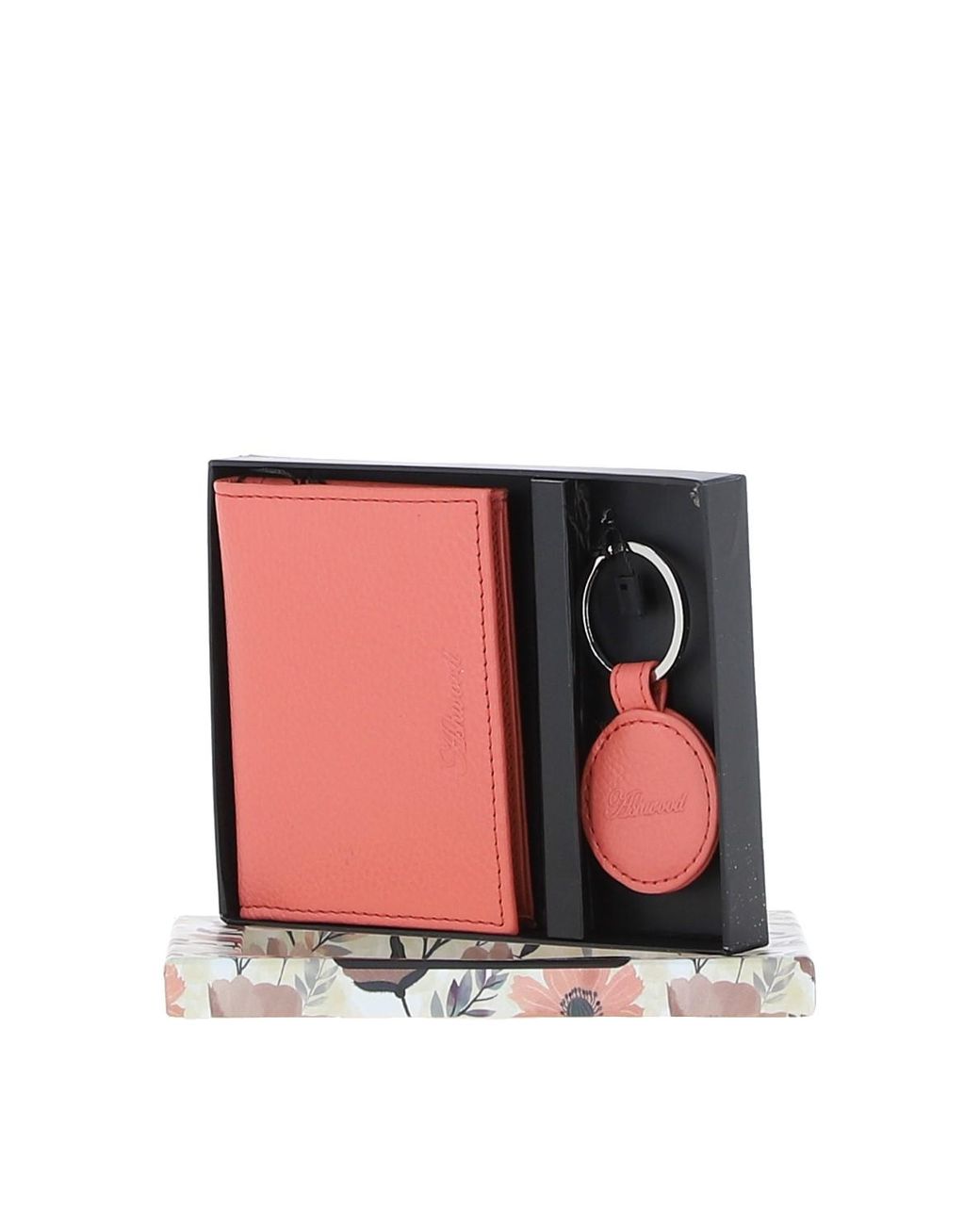 Ashwood Leather Red Elegant Real Card Holder & Key Ring Set