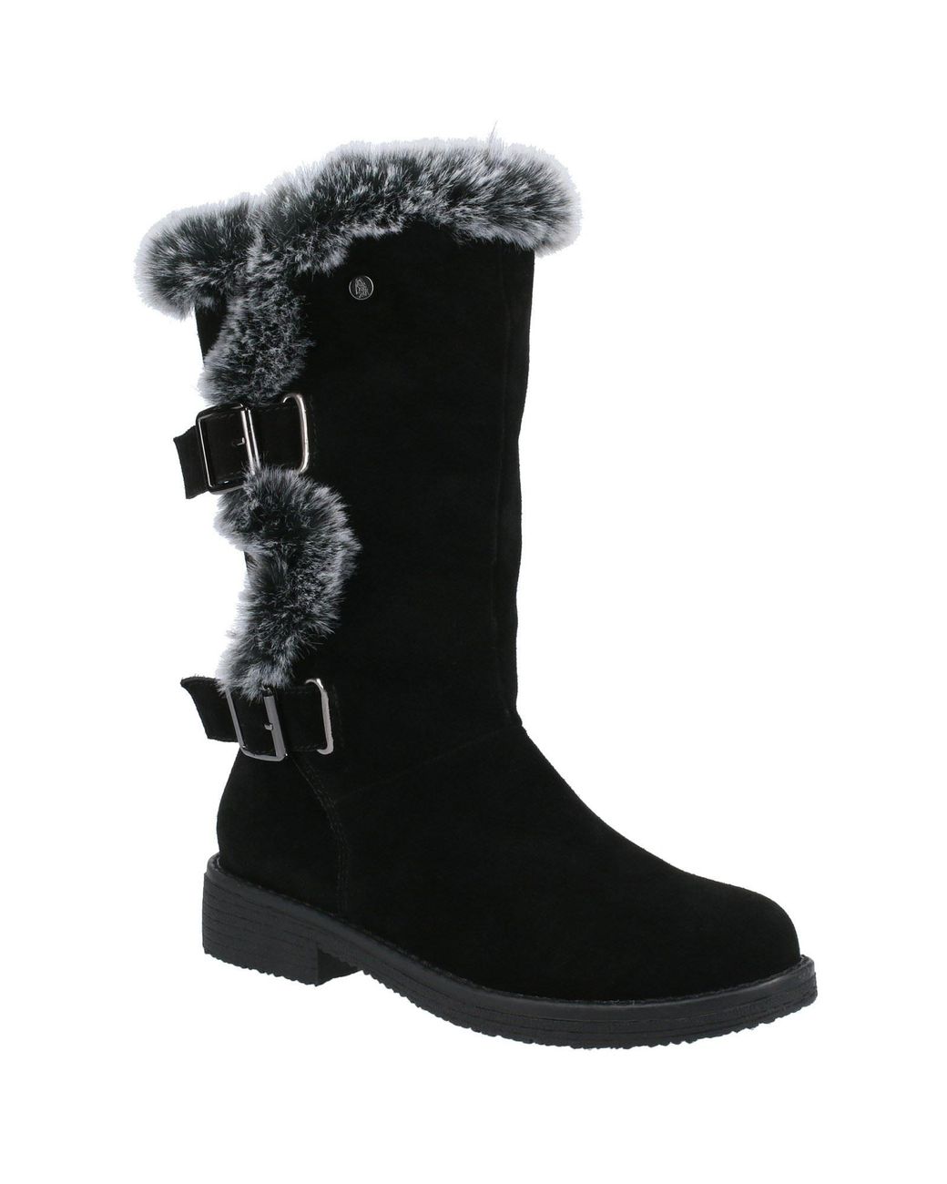 Hush Puppies Black Megan Wide Suede Boots