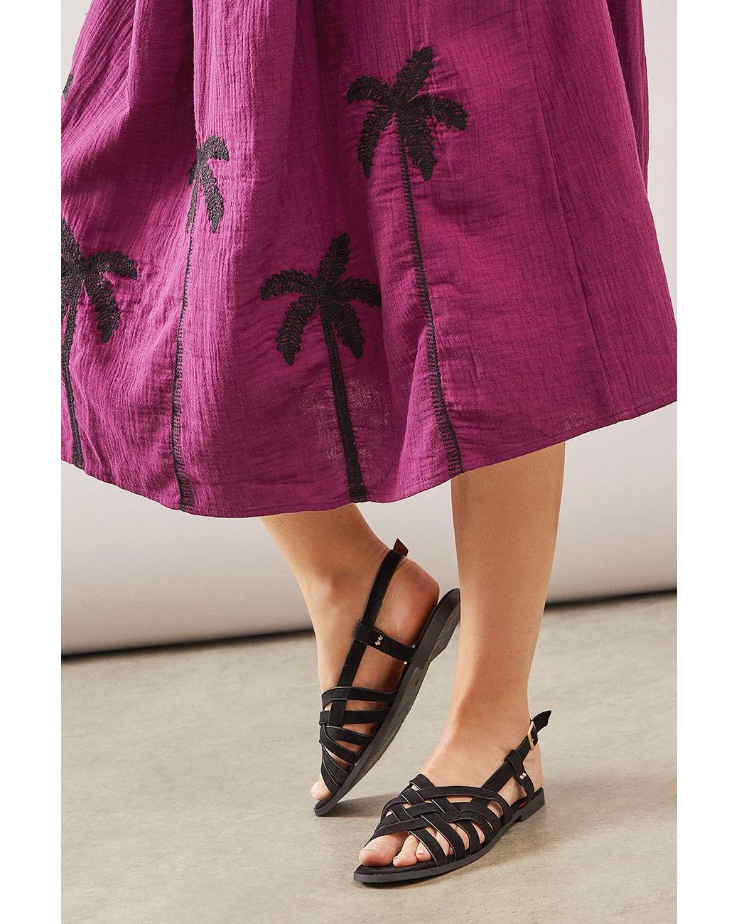 Good for the Sole Pink Maggie Multi Strap Slingback Flat Sandals