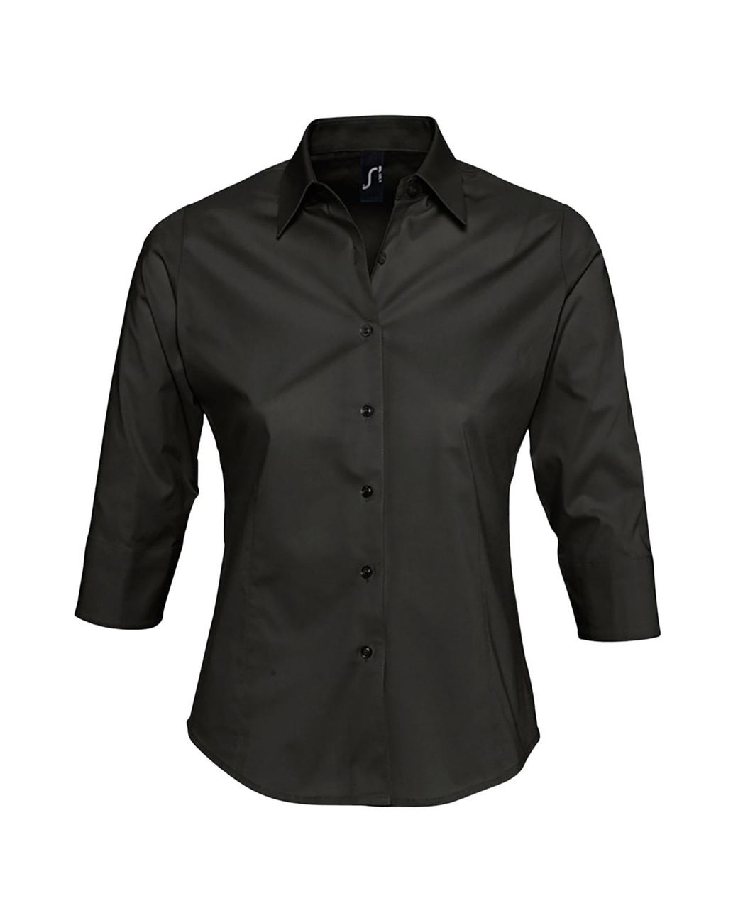 Sol's Black Ladies Effect 3/4 Sleeve Fitted Work Shirt