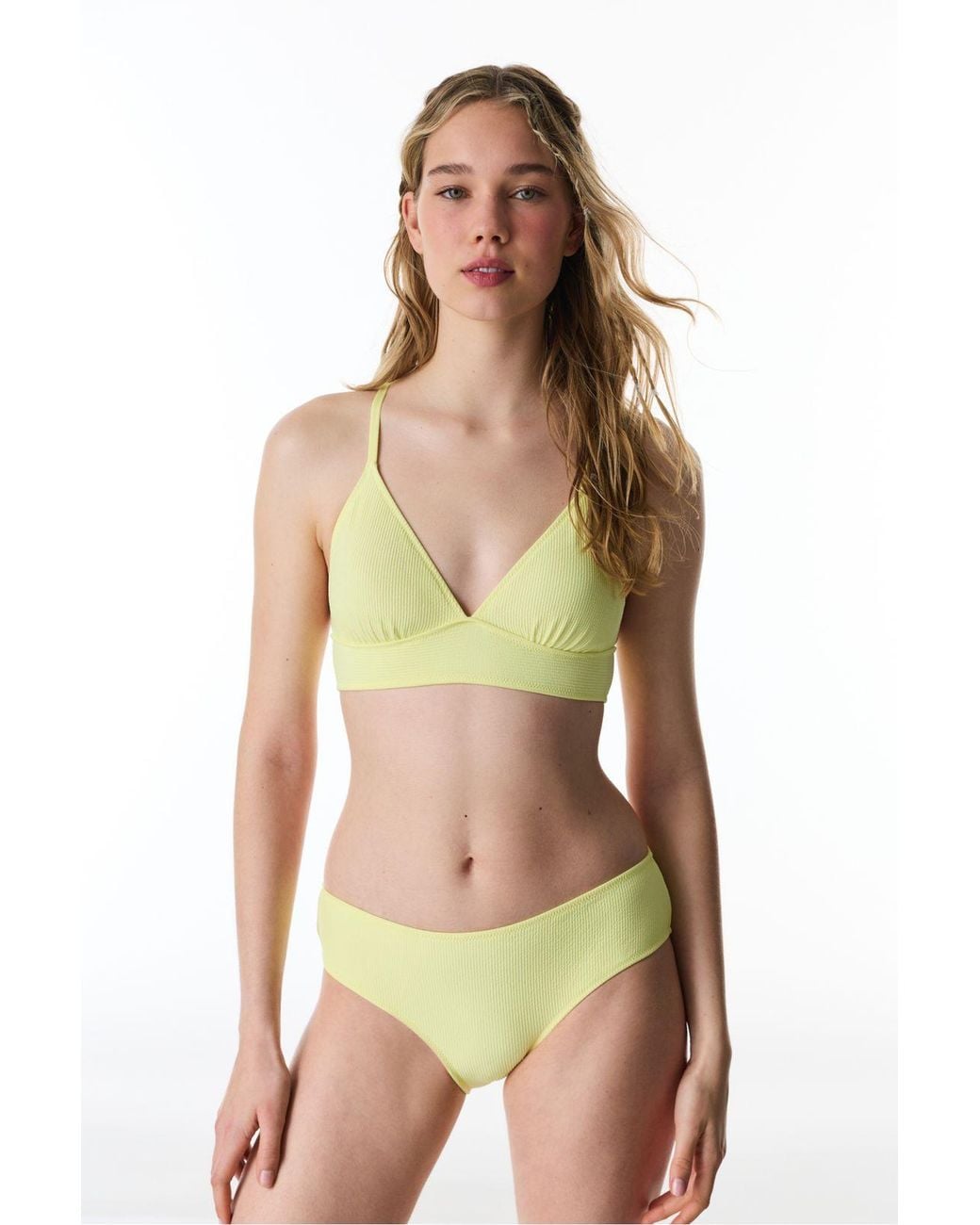 Penti Yellow Arya Textured Mid Waist Bikini Bottom