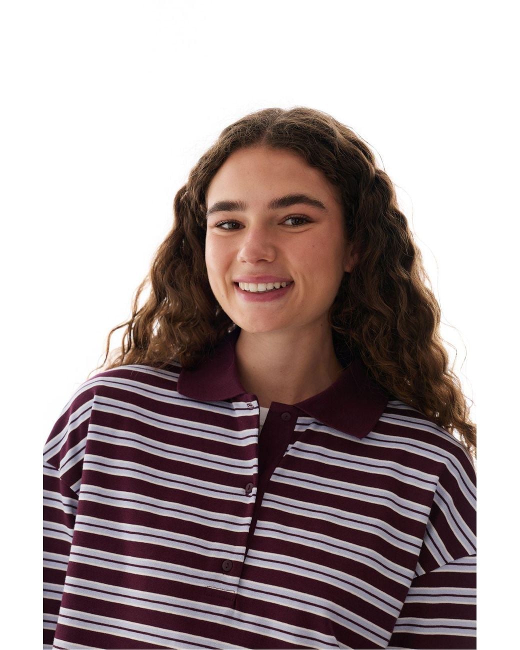 Penti Red Striped Long Sleeve Polo Neck Top